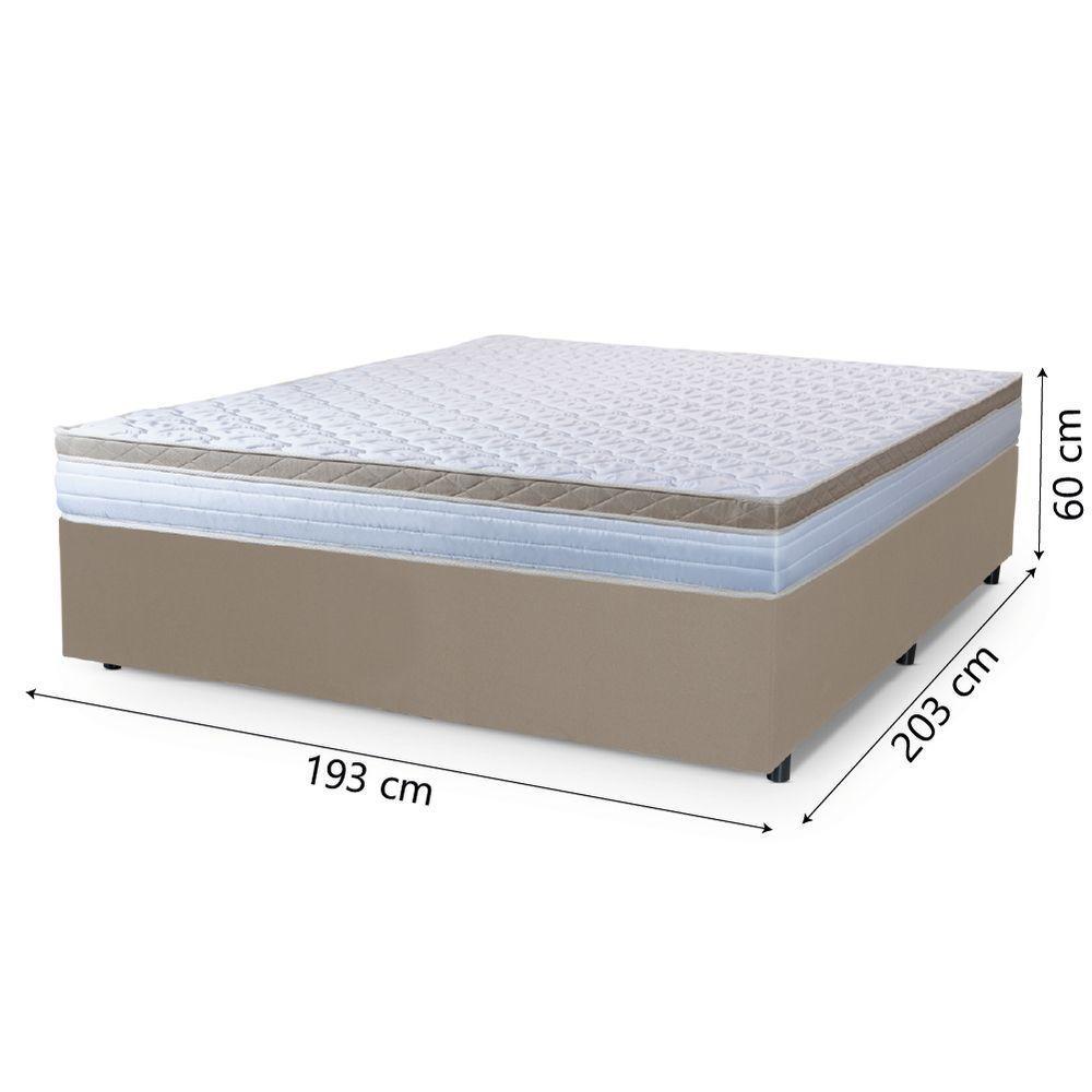Cama Box Casal King Colchão Com Molas Ensacadas 193x203x60cm Dunas Branco/bege Hellen - 3