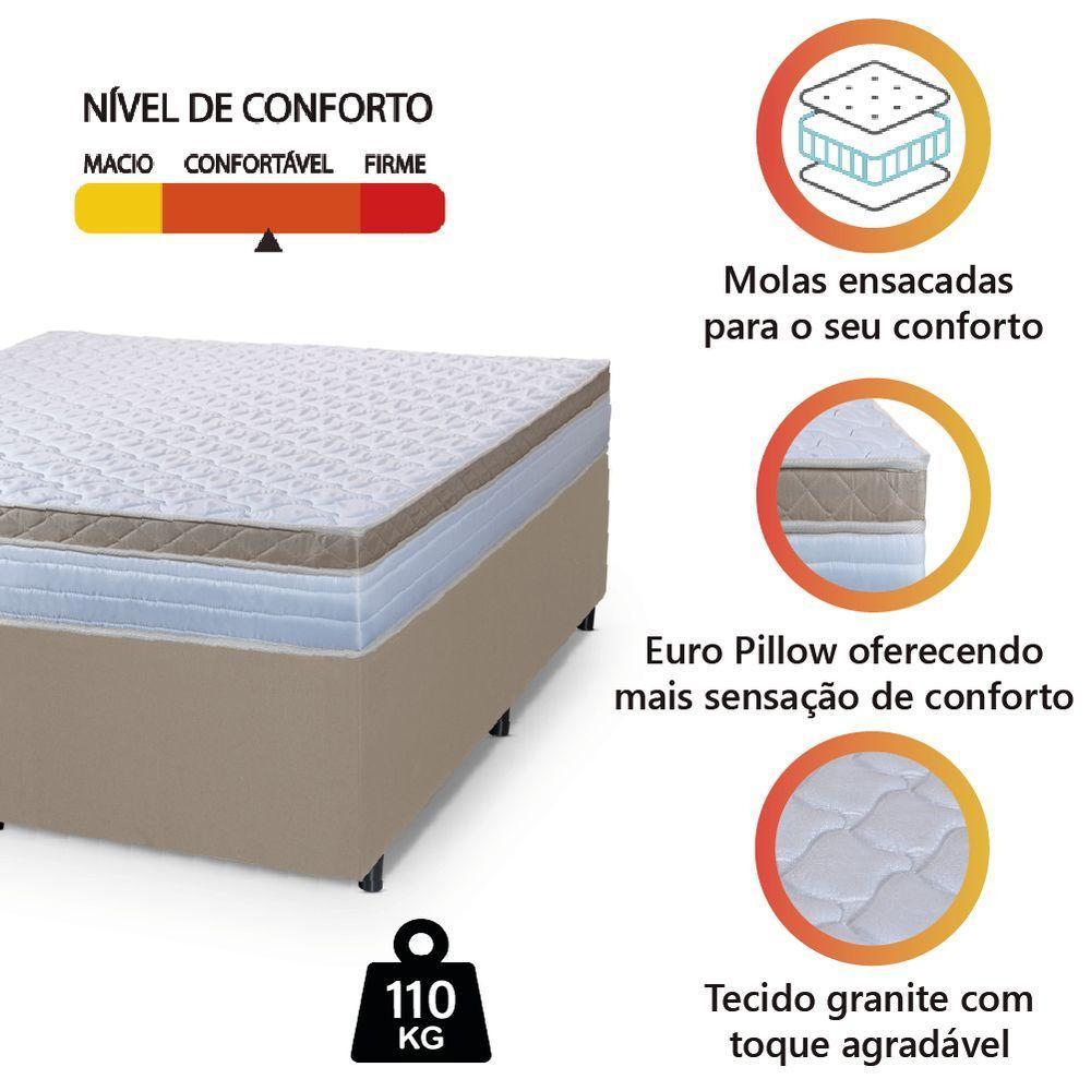 Cama Box Casal King Colchão Com Molas Ensacadas 193x203x60cm Dunas Branco/bege Hellen - 5
