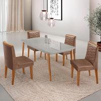 Mesa De Jantar Copper 120cm Tampo Mdf 4 Cadeiras Moderna Tork/off/naturale/serig. Off - 1