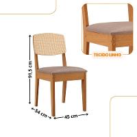 Mesa De Jantar Isadora 180cm Tampo Mdf Vidro Com 6 Cadeiras Lin Capuccino /off /naturale /serig Off - 3