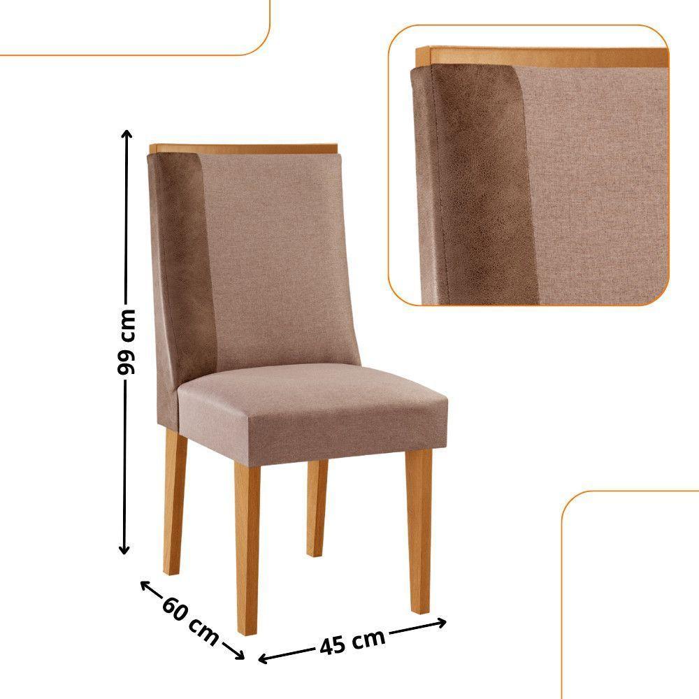 Mesa De Jantar Copper 120cm Tampo Mdf Com 4 Cadeiras Moderna Linho Capuccino / Tork / Naturale - 3