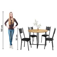 Conjunto De Mesa Sala De Jantar Com 4 Cadeiras Tampo Redondo 1m Madeirado Liz Preto Artefamol Preto - 2