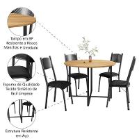 Conjunto De Mesa Sala De Jantar Com 4 Cadeiras Tampo Redondo 1m Madeirado Liz Preto Artefamol Preto - 6