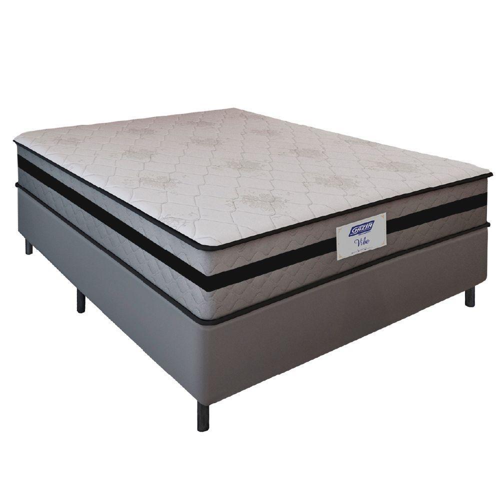 Cama Box Casal Queen Gazin Com Molas Ensacadas Vibe 158x198x60cm Cinza/preto - 1