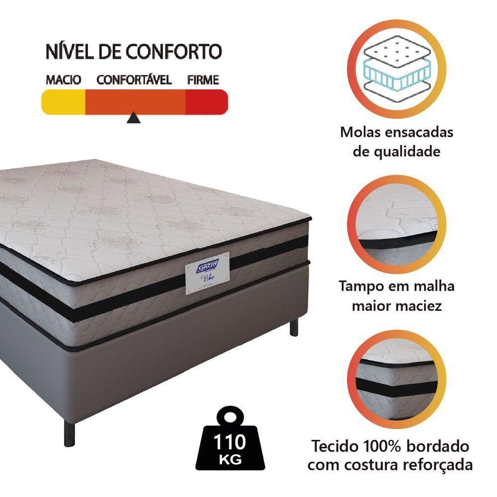 Cama Box Casal Queen Gazin Com Molas Ensacadas Vibe 158x198x60cm Cinza/preto - 5