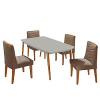 Mesa De Jantar Copper 120cm Tampo Mdf 4 Cadeiras Moderna Veludo Capuccino/off/nat/serig Off - 2