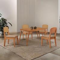 Mesa De Jantar Copper 120cm Tampo Mdf Laminado 4 Cadeiras Turim 07/naturalle/naturalle - 1