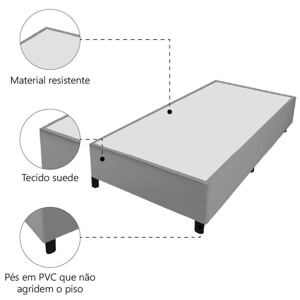 Cama Box 0,96m Com 38cm De Altura Prince Cinza Cinza - 3