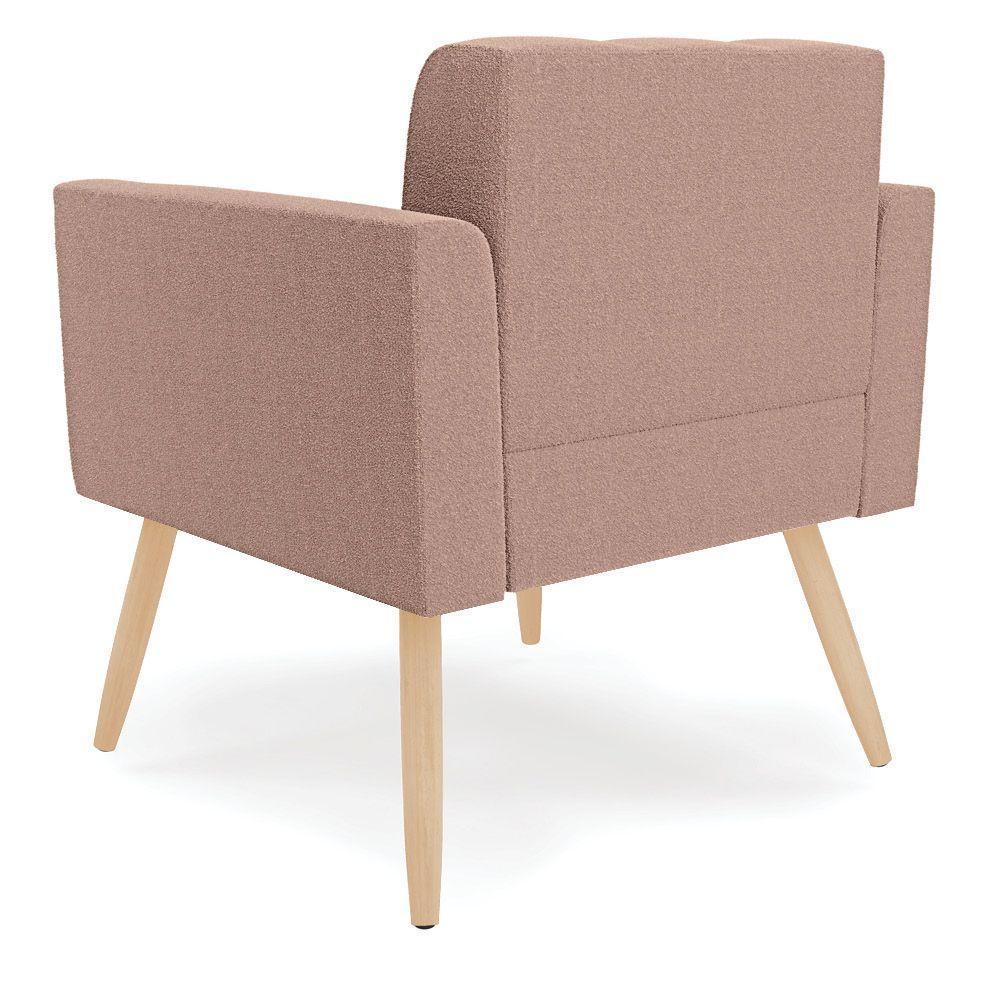 Poltrona Sala De Estar Pé Palito Natural Elisa Bouclê D03 - D?rossi Cor Rose - 4