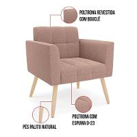 Poltrona Sala De Estar Pé Palito Natural Elisa Bouclê D03 - D?rossi Cor Rose - 2