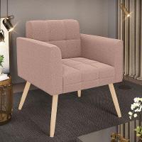 Poltrona Sala De Estar Pé Palito Natural Elisa Bouclê D03 - D?rossi Cor Rose - 3