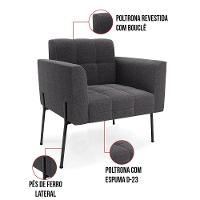 Poltrona Sala De Estar Pé De Ferro Pto Kit 2 Elisa Bouclê D03 - D?rossi Cor Grafite - 3