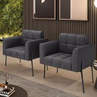 Poltrona Sala De Estar Pé De Ferro Pto Kit 2 Elisa Bouclê D03 - D?rossi Cor Grafite - 8