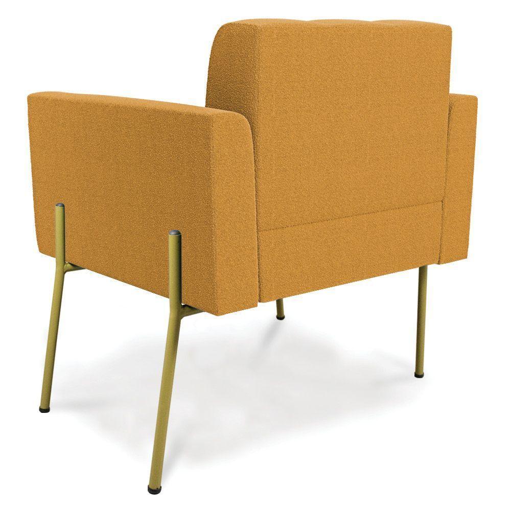 Poltrona Sala De Estar Pé De Ferro Dourado Elisa Bouclê D03 - D?rossi Cor Mostarda - 2