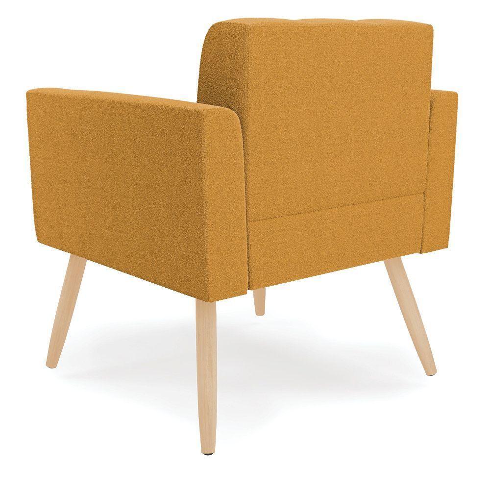 Poltrona Sala De Estar Pé Palito Natural Elisa Bouclê D03 - D?rossi Cor Mostarda - 6