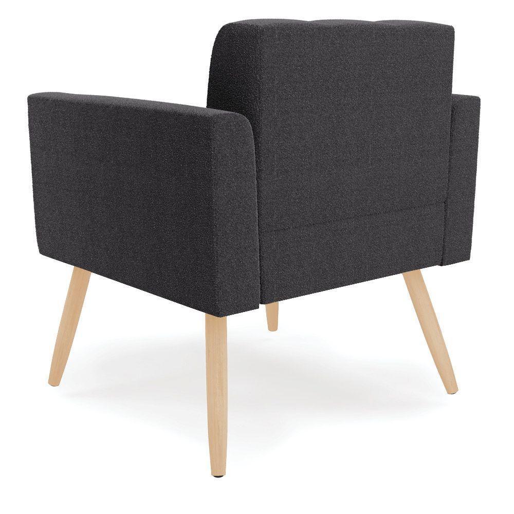 Poltrona Sala De Estar Pé Palito Natural Elisa Bouclê D03 - D?rossi Cor Grafite - 3