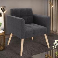 Poltrona Sala De Estar Pé Palito Natural Elisa Bouclê D03 - D?rossi Cor Grafite - 5