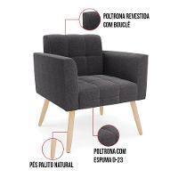 Poltrona Sala De Estar Pé Palito Natural Elisa Bouclê D03 - D?rossi Cor Grafite - 7