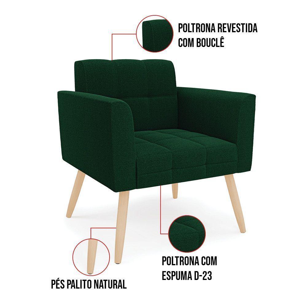 Poltrona Sala De Estar Pé Palito Natural Elisa Bouclê D03 - D?rossi Cor Verde - 2