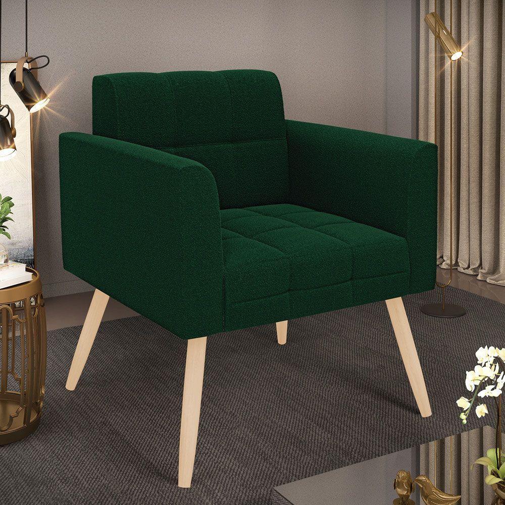 Poltrona Sala De Estar Pé Palito Natural Elisa Bouclê D03 - D?rossi Cor Verde - 3