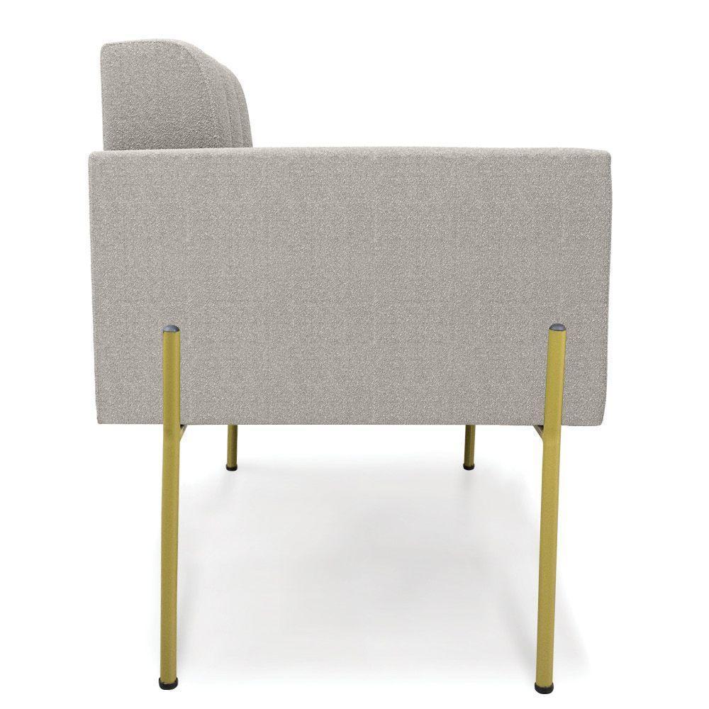 Poltrona Sala De Estar Pé De Ferro Dourado Elisa Bouclê D03 - D?rossi Cor Cinza - 4