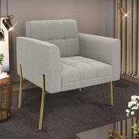 Poltrona Sala De Estar Pé De Ferro Dourado Elisa Bouclê D03 - D?rossi Cor Cinza - 6