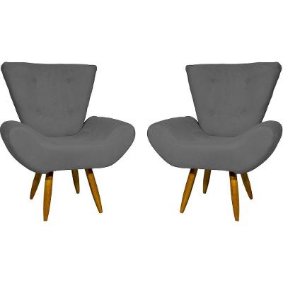 Kit 2 Poltronas Decorativa Para Sala Recepção Manicure Consultório Escritório Emilia Suede