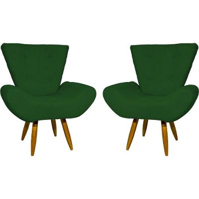 Kit 2 Poltronas Decorativa Para Sala Recepção Manicure Consultório Escritório Emilia Suede