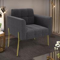 Poltrona Sala De Estar Pé De Ferro Dourado Elisa Bouclê D03 - D?rossi Cor Grafite