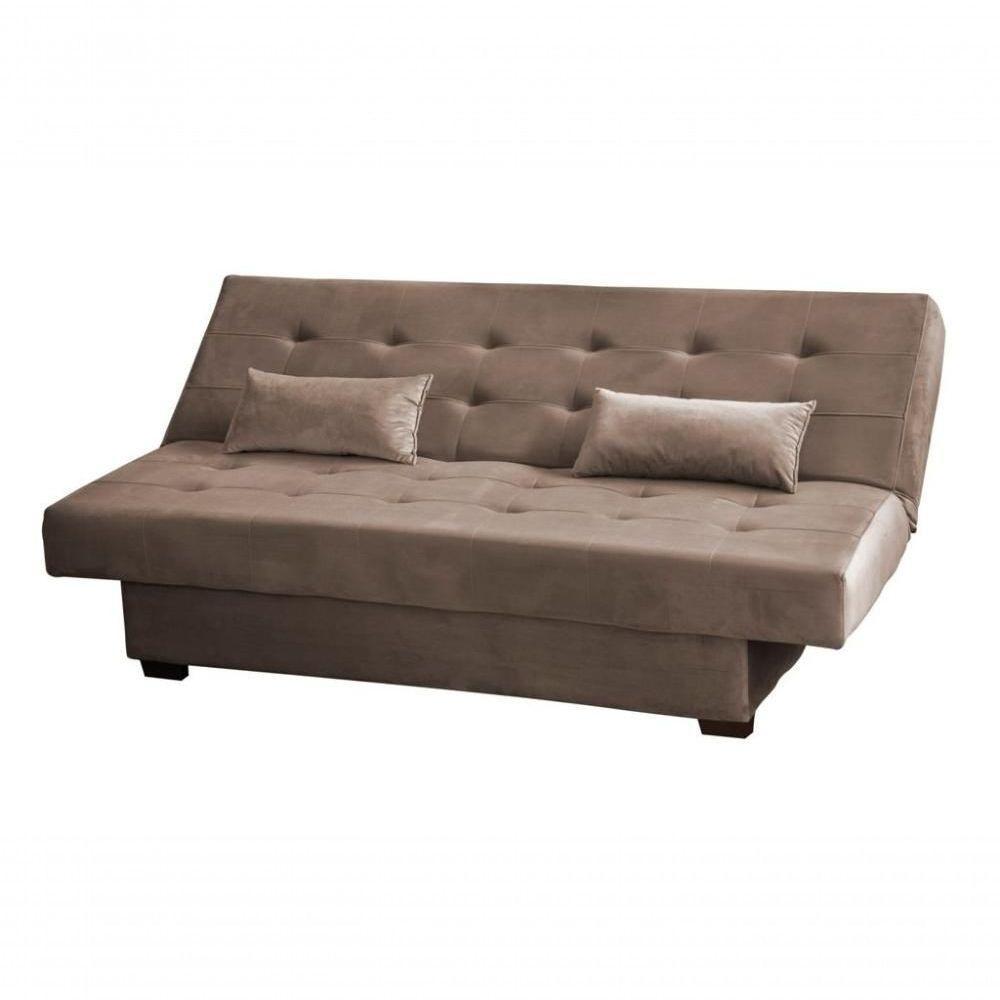 Sofá Cama Casal 3 Lugares Laila - Veludo Marrom Claro - 4