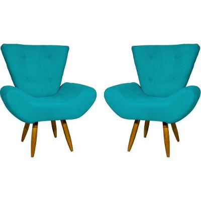 Kit 2 Poltronas Decorativa Para Sala Recepção Manicure Consultório Escritório Emilia Suede