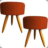 Kit 2 Puff Decorativo Redondo Para Sala Quarto Penteadeira Pé Palito Castanho Suede Cores - 1