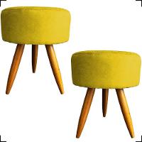 Kit 2 Puff Decorativo Redondo Para Sala Quarto Penteadeira Pé Palito Castanho Suede Cores - 1