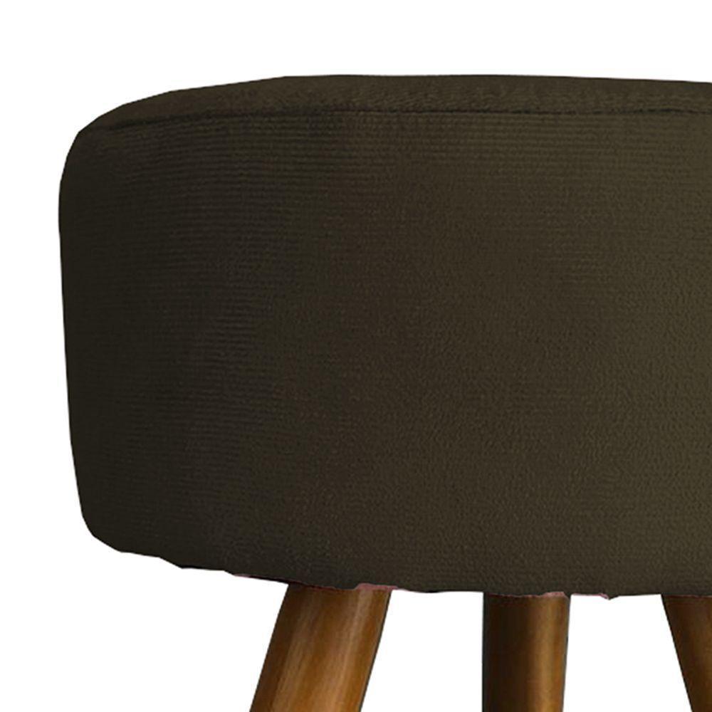 Kit 2 Puff Decorativo Redondo Para Sala Quarto Penteadeira Pé Palito Castanho Suede Cores - 2
