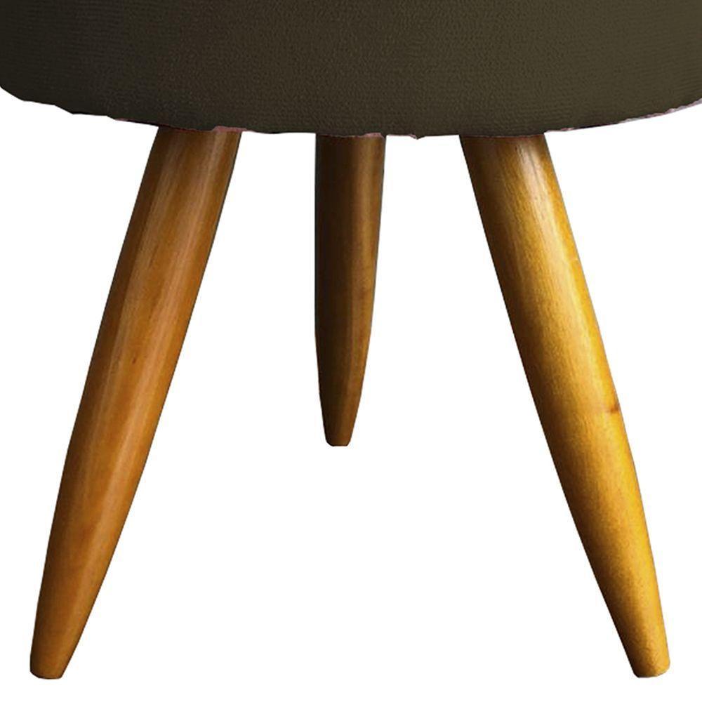 Kit 2 Puff Decorativo Redondo Para Sala Quarto Penteadeira Pé Palito Castanho Suede Cores - 3