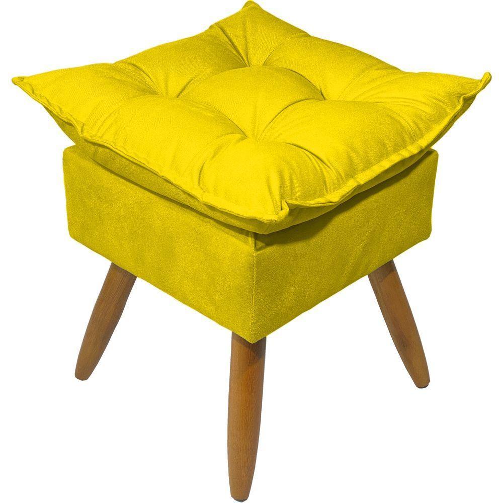 Puff Decorativo Quadrado Para Sala Quarto Penteadeira Recepção Alice Pé Palito Castanho Suede - 1