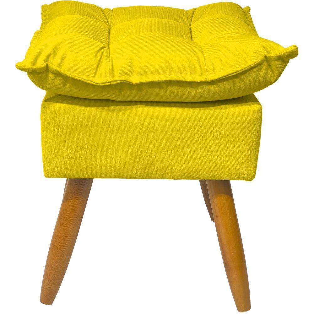 Puff Decorativo Quadrado Para Sala Quarto Penteadeira Recepção Alice Pé Palito Castanho Suede - 3
