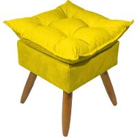 Puff Decorativo Quadrado Para Sala Quarto Penteadeira Recepção Alice Pé Palito Castanho Suede - 1