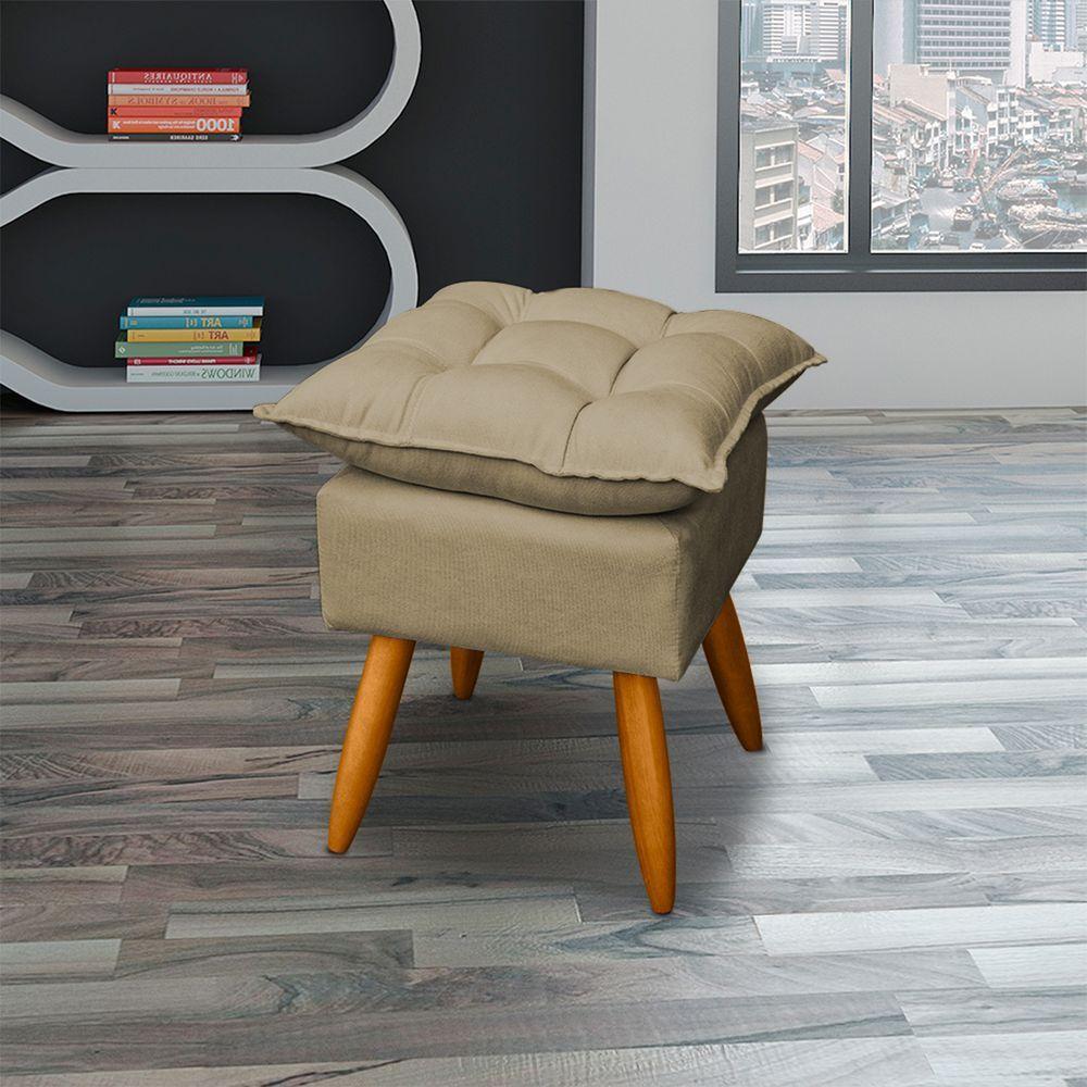 Puff Decorativo Quadrado Para Sala Quarto Penteadeira Recepção Alice Pé Palito Castanho Suede - 2