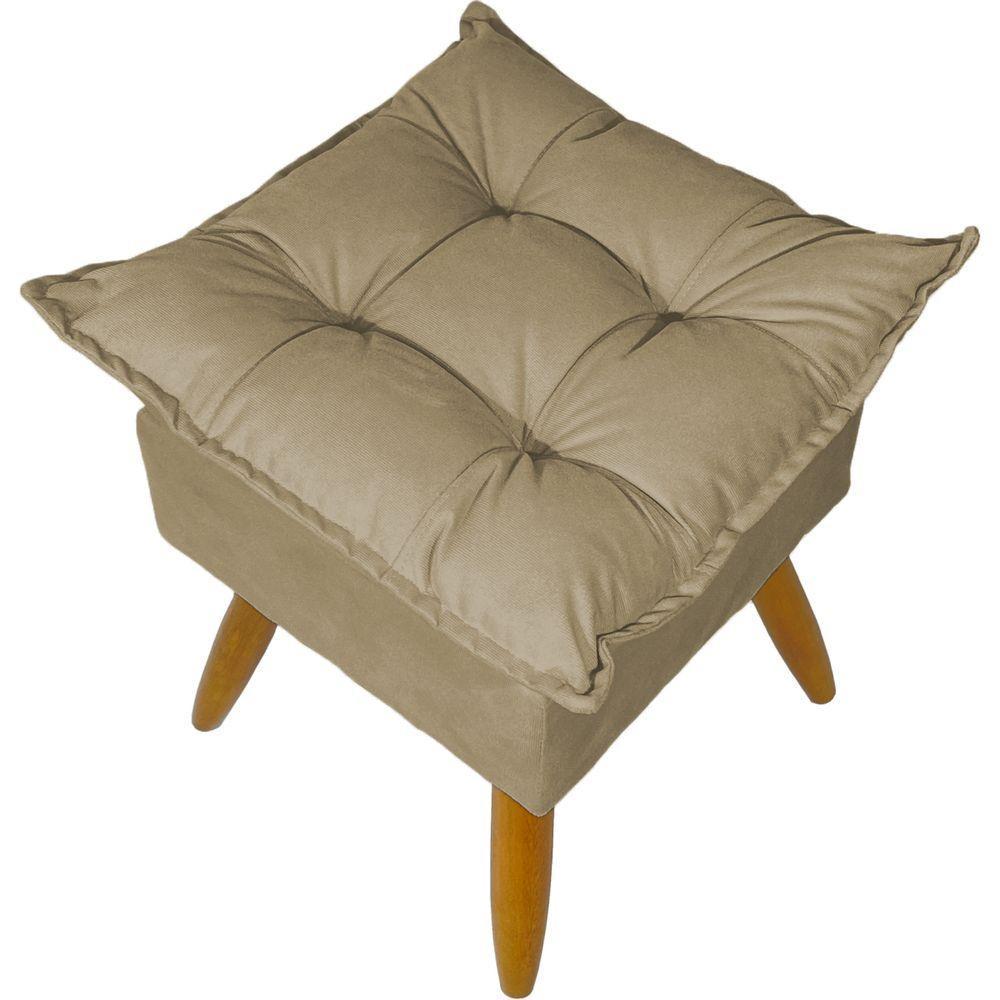 Puff Decorativo Quadrado Para Sala Quarto Penteadeira Recepção Alice Pé Palito Castanho Suede - 3