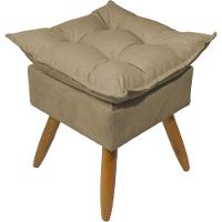 Puff Decorativo Quadrado Para Sala Quarto Penteadeira Recepção Alice Pé Palito Castanho Suede - 1