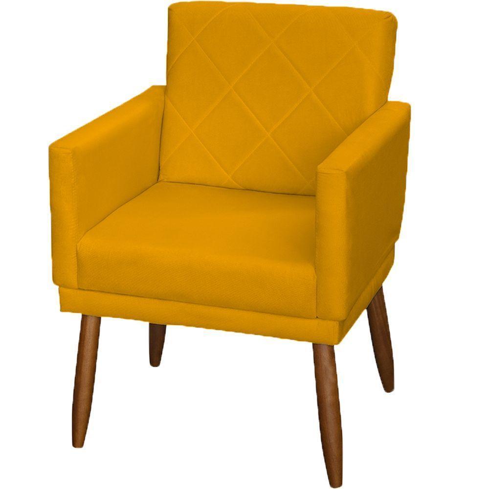 Kit 2 Poltronas Decorativa Para Sala Recepção Beatriz Suede Cores Pé Palito Castanho - 3