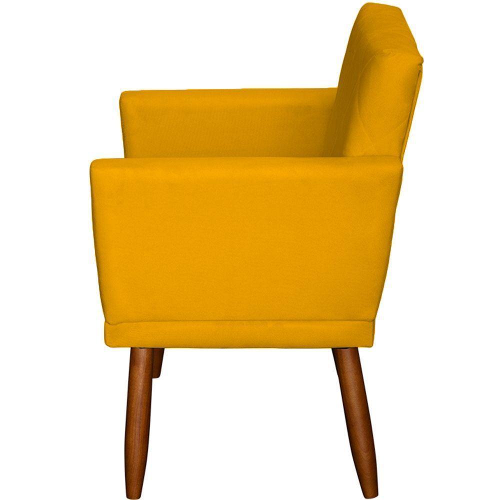 Kit 2 Poltronas Decorativa Para Sala Recepção Beatriz Suede Cores Pé Palito Castanho - 4