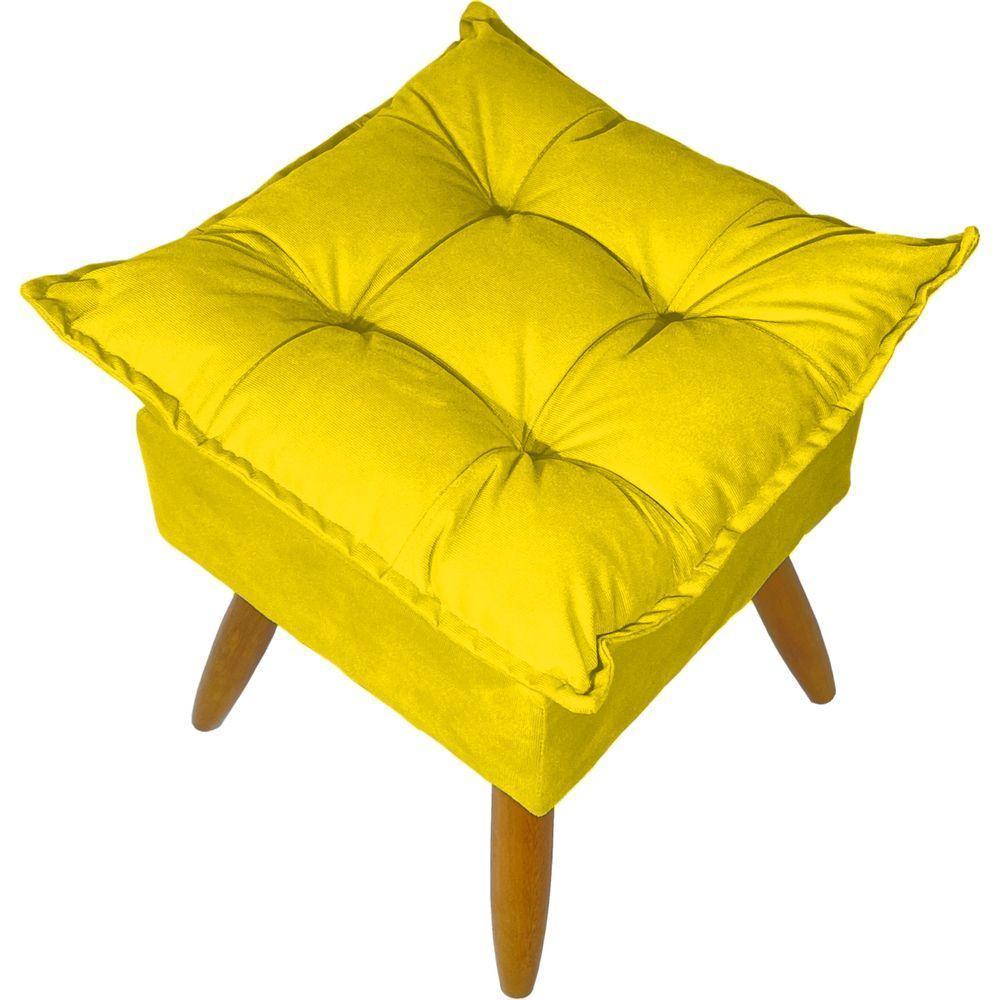 Kit 2 Puff Decorativo Quadrado Para Sala Quarto Penteadeira Recepção Alice Pé Palito Castanho Suede - 4