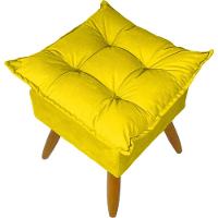 Kit 2 Puff Decorativo Quadrado Para Sala Quarto Penteadeira Recepção Alice Pé Palito Castanho Suede