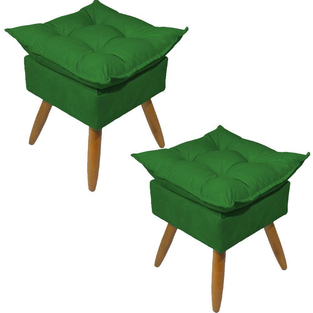 Kit 2 Puff Decorativo Quadrado Para Sala Quarto Penteadeira Recepção Alice Pé Palito Castanho Suede - 1