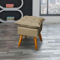 Kit 2 Puff Decorativo Quadrado Para Sala Quarto Penteadeira Recepção Alice Pé Palito Castanho Suede - 2