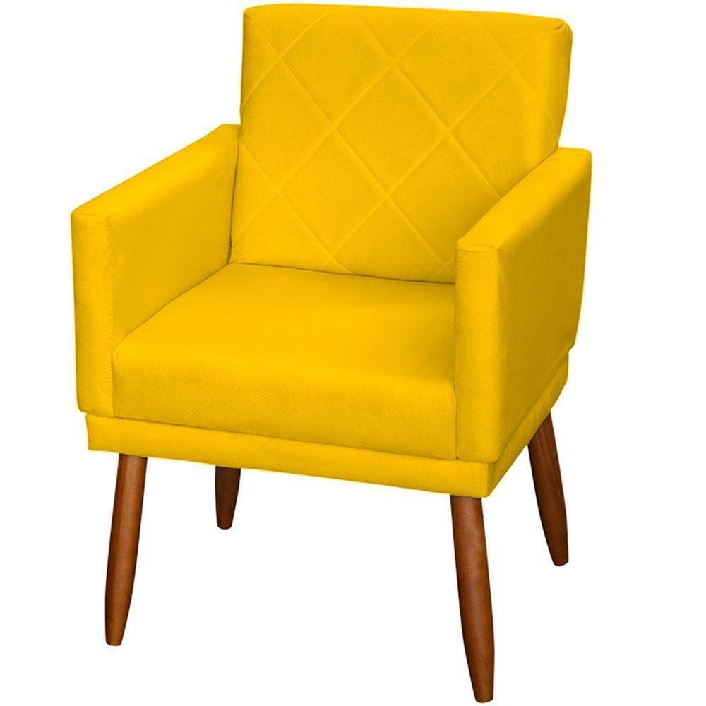 Kit 2 Poltronas Decorativa Para Sala Recepção Beatriz Suede Cores Pé Palito Castanho - 2