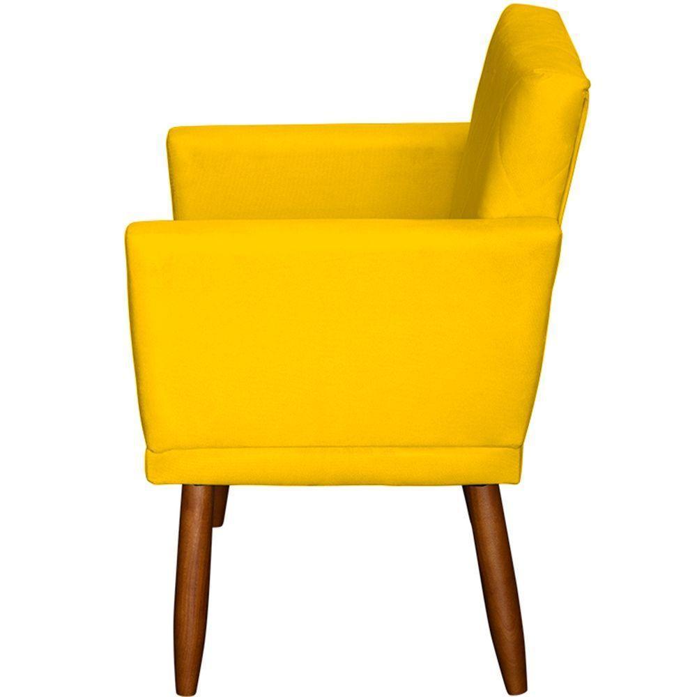 Kit 2 Poltronas Decorativa Para Sala Recepção Beatriz Suede Cores Pé Palito Castanho - 3