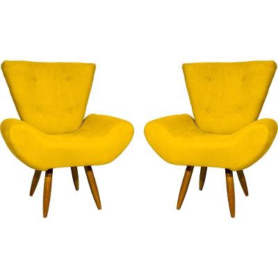 Kit 2 Poltronas Decorativa Para Sala Recepção Manicure Consultório Escritório Emilia Suede